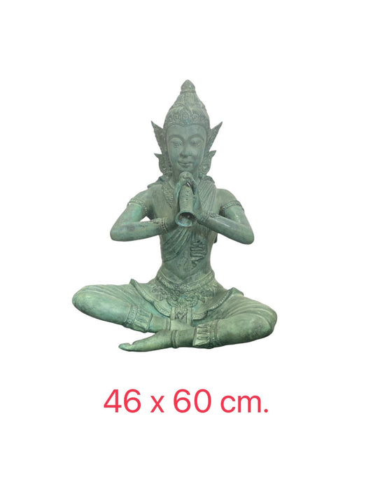 Kunstvolle Flötenspieler-Statue aus Messing  L