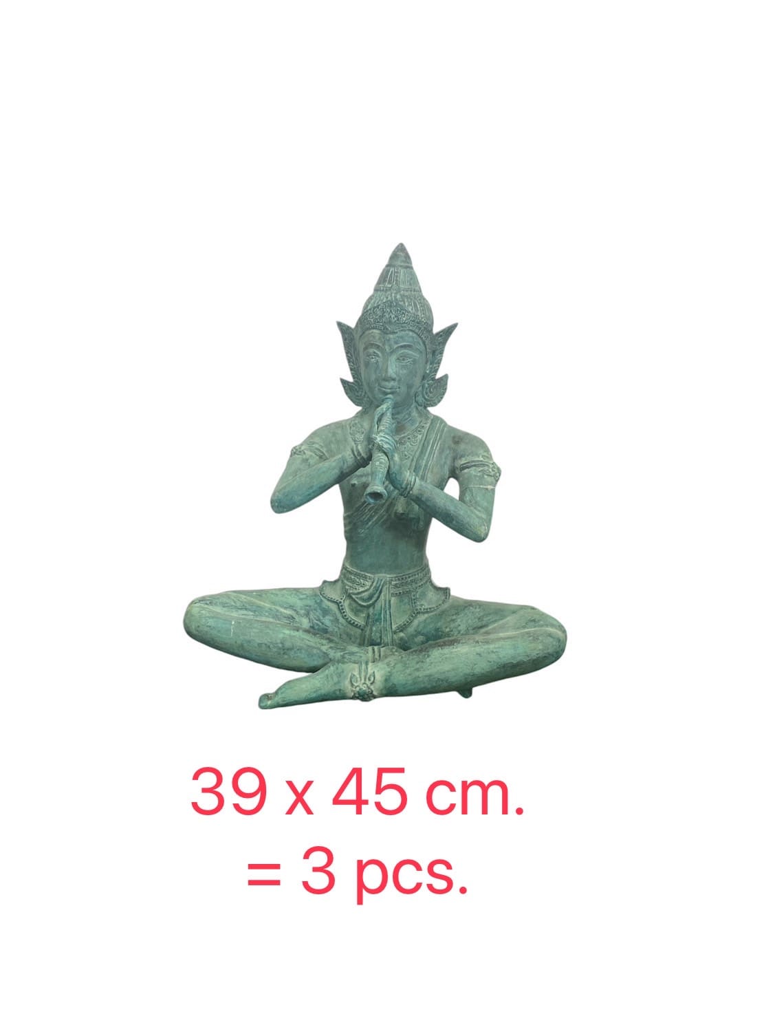 Kunstvolle Flötenspieler-Statue aus Messing M